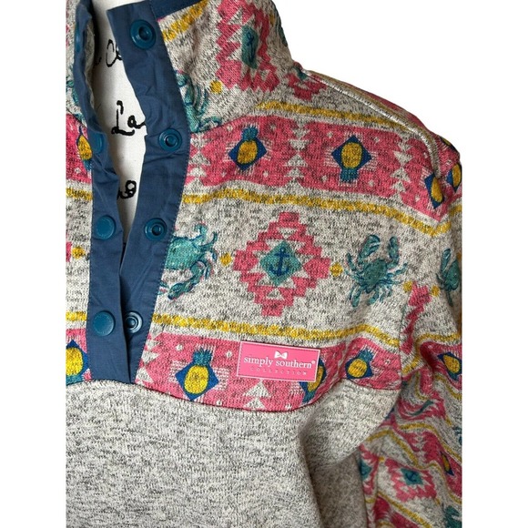 Euc Simply Southern Gray Knit Crab 1/4 Snap Pullover Sweater Women XXL - Picture 3 of 14